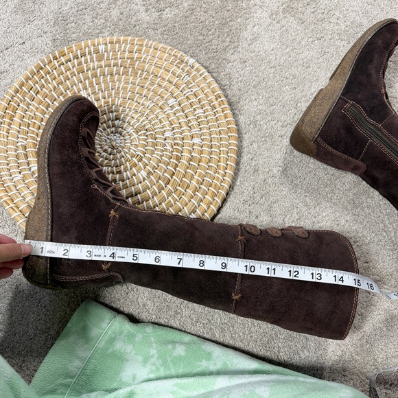 Timberland Y2K Moorland Hollace Tall Brown Suede Lace-Up Boots Sherpa Lined 7.5M - Picture 14 of 15